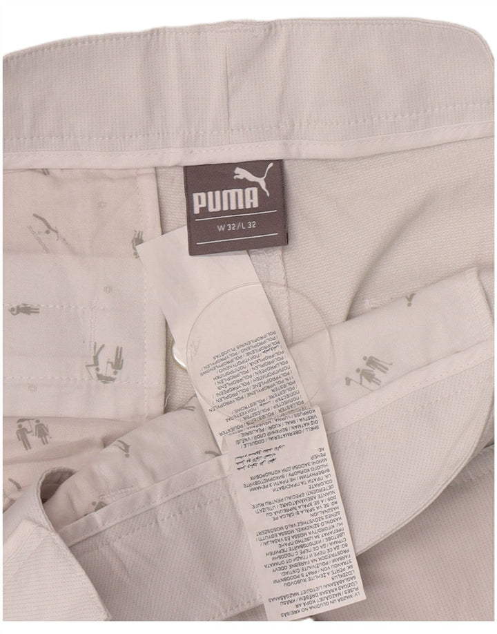 Pantalones casuales rectos para hombre Puma W32 L32 Poliéster blanco