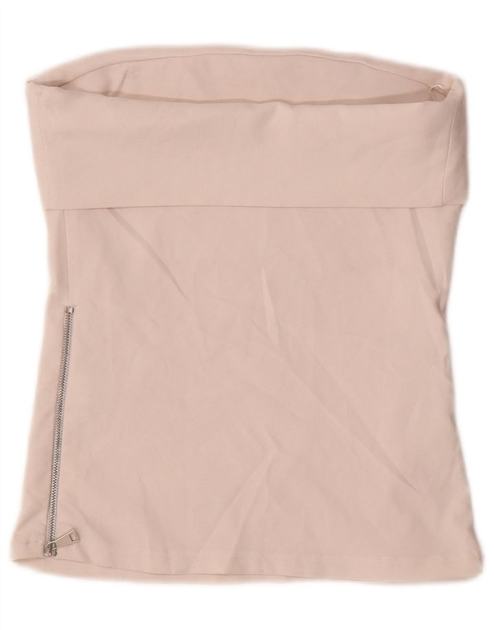 Zara Top corto sin tirantes para mujer UK 42 Poliéster beige medio