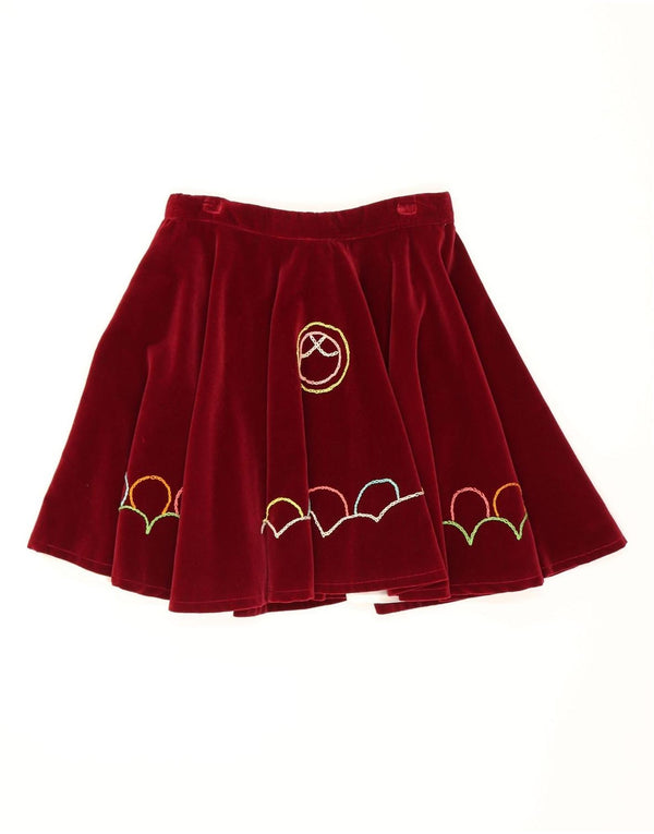 Vintage mujer círculo falda W25 XS rojo geométrico retro