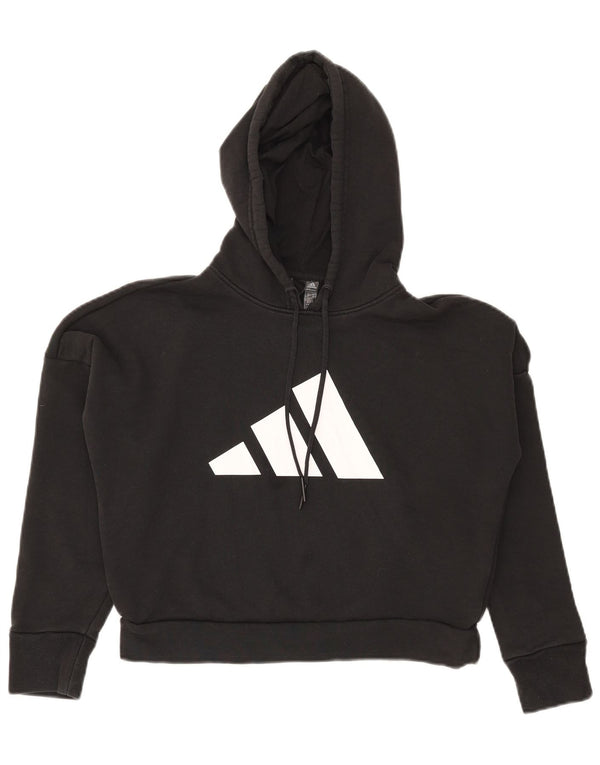 Adidas Sudadera con capucha para mujer de gran tamaño con gráfico recortado UK 4/6 XS Algodón negro