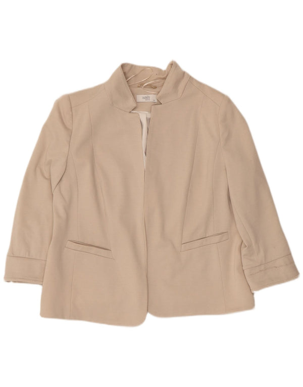 Wallis Chaqueta Americana Abierta de Manga 3/4 para Mujer UK 40 XL Poliéster Beige