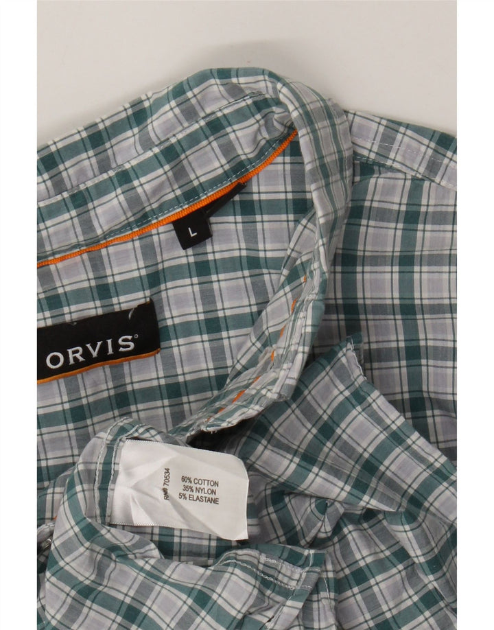 Camisa Orvis Hombre Grande Cuadros Verde Algodón