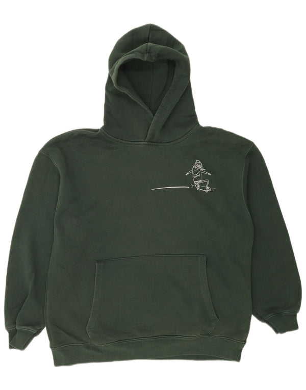 Zara Boys Graphic Sudadera con capucha Jersey 13-14 años Algodón verde