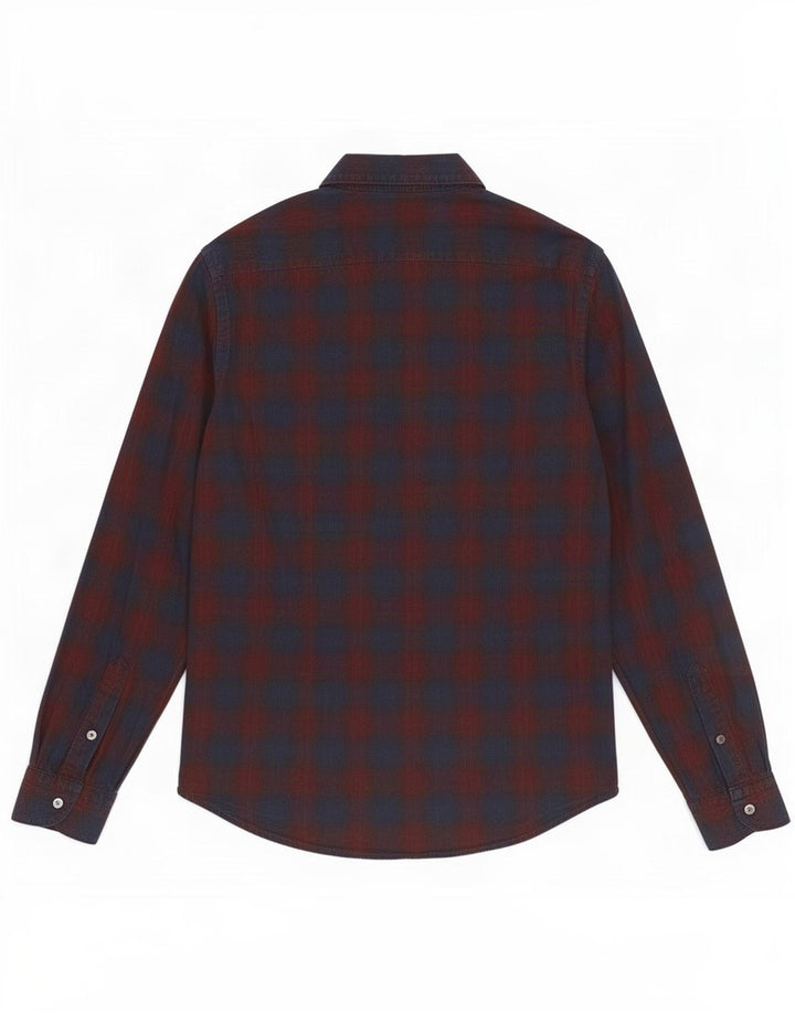 Camisa Jeckerson para hombre pequeña de algodón a cuadros azul marino