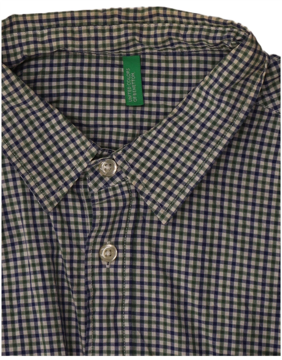 Benetton Camisa Manga Corta Mediana Vichy Multicolor Hombre