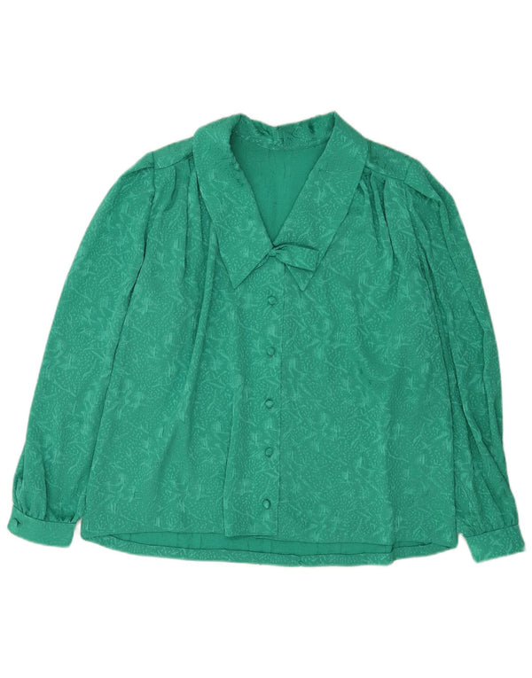 Vintage mujer camisa blusa Reino Unido 18 XL verde floral