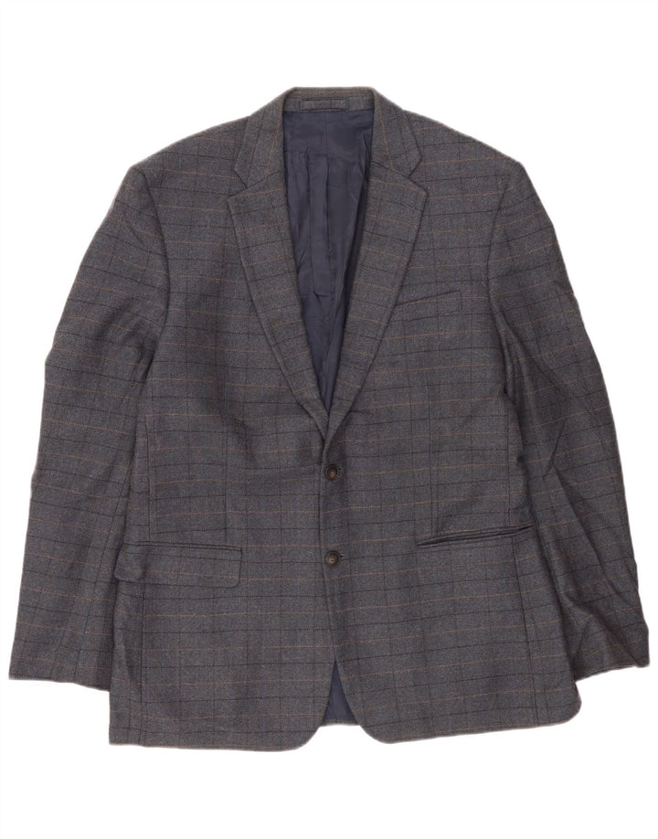 Marks & Spencer Chaqueta tipo blazer de 2 botones para hombre UK 42 XL Lana a cuadros azul