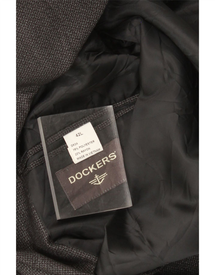 DOCKERS Chaqueta tipo blazer de 2 botones para hombre UK 42 XL Poliéster gris