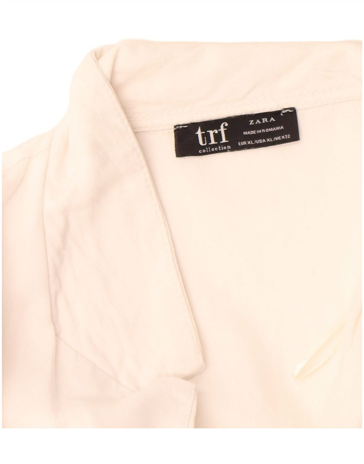 Zara Mujer Camisa Oversize Manga Corta ES 40 XL Blanco