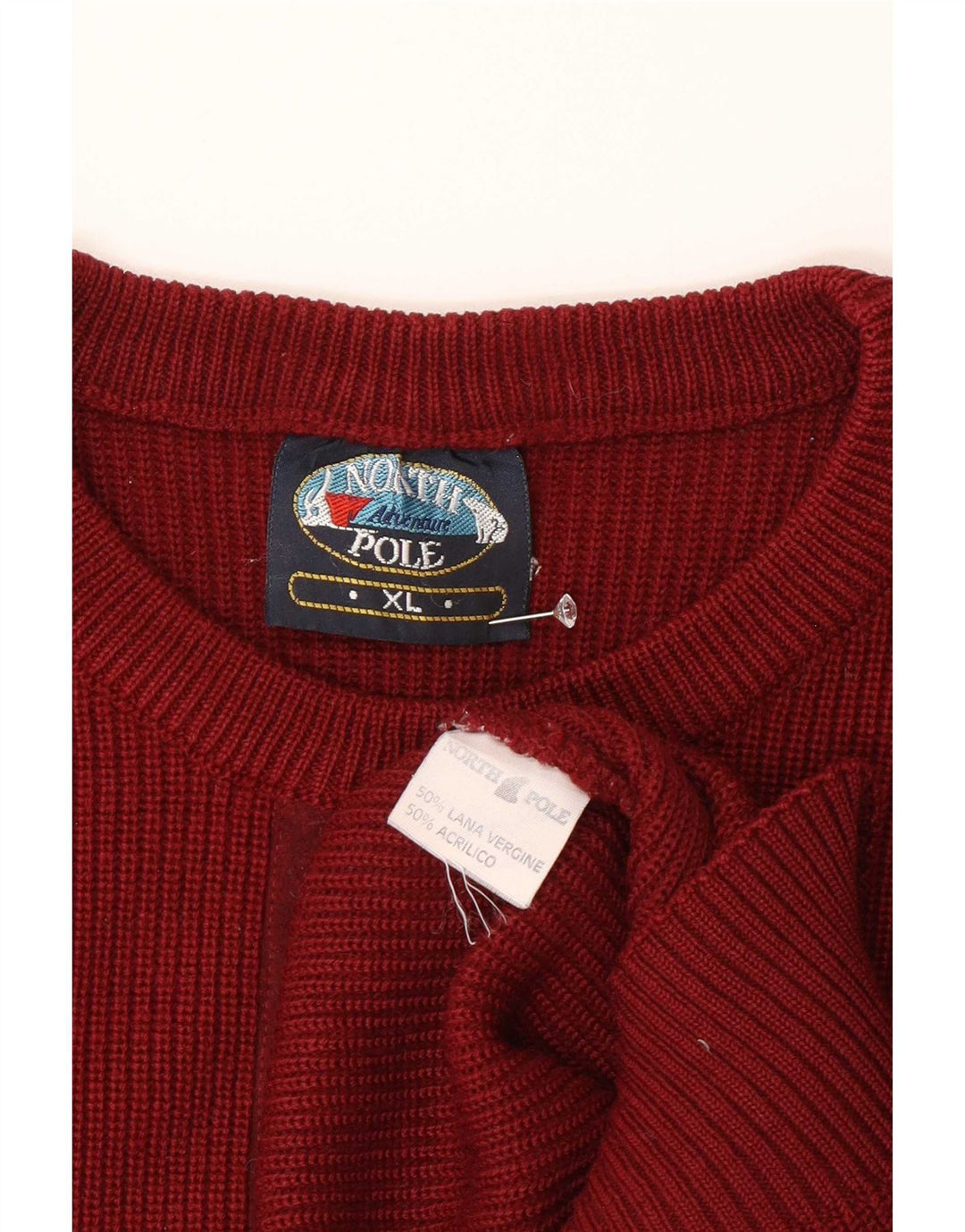 Polo Norte Hombre Cuello Redondo Jersey Jersey XL Lana Borgoña