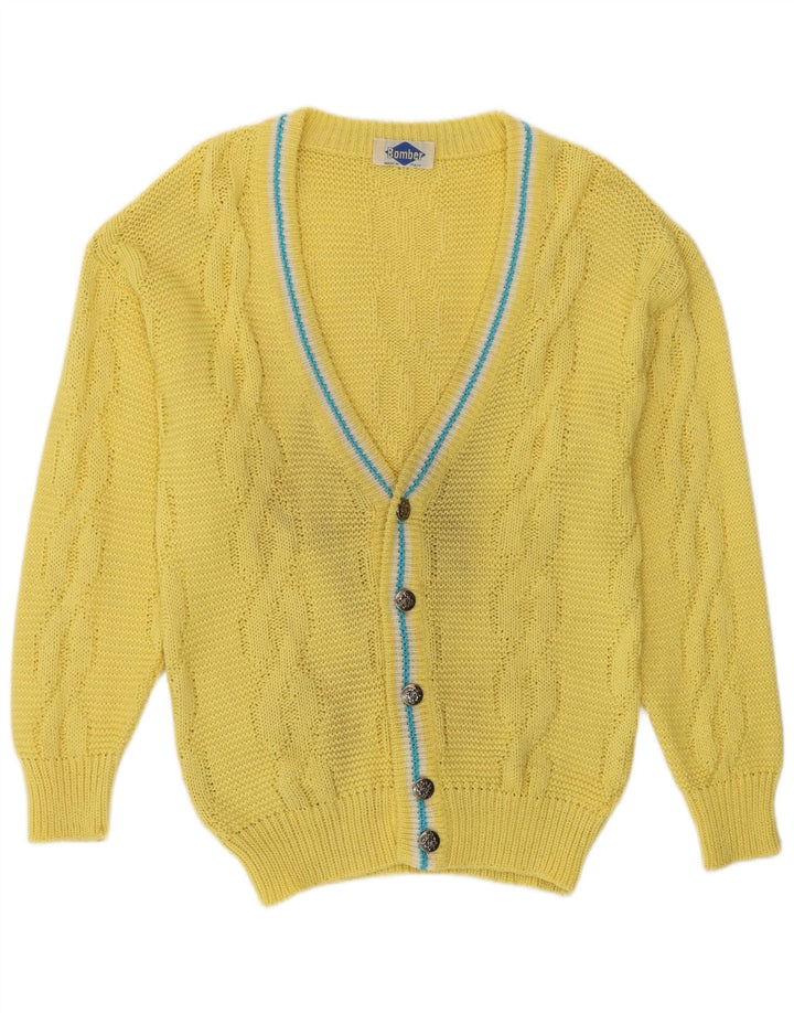 Vintage hombres Cardigan suéter medio amarillo