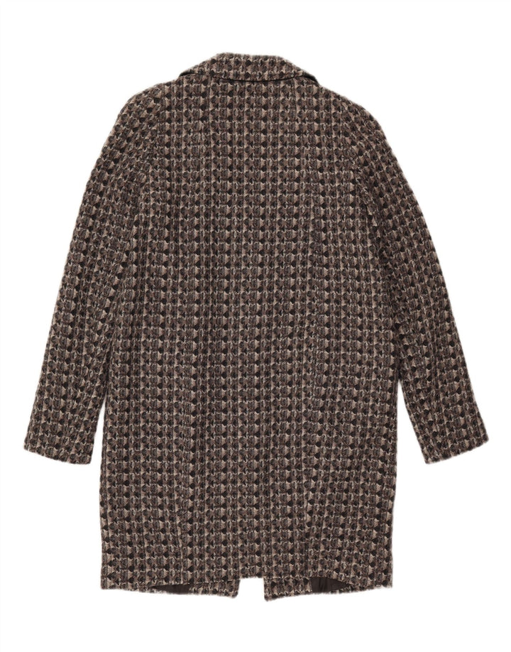Abrigo Benetton Mujer IT 42 Lana Geométrica Gris Medio