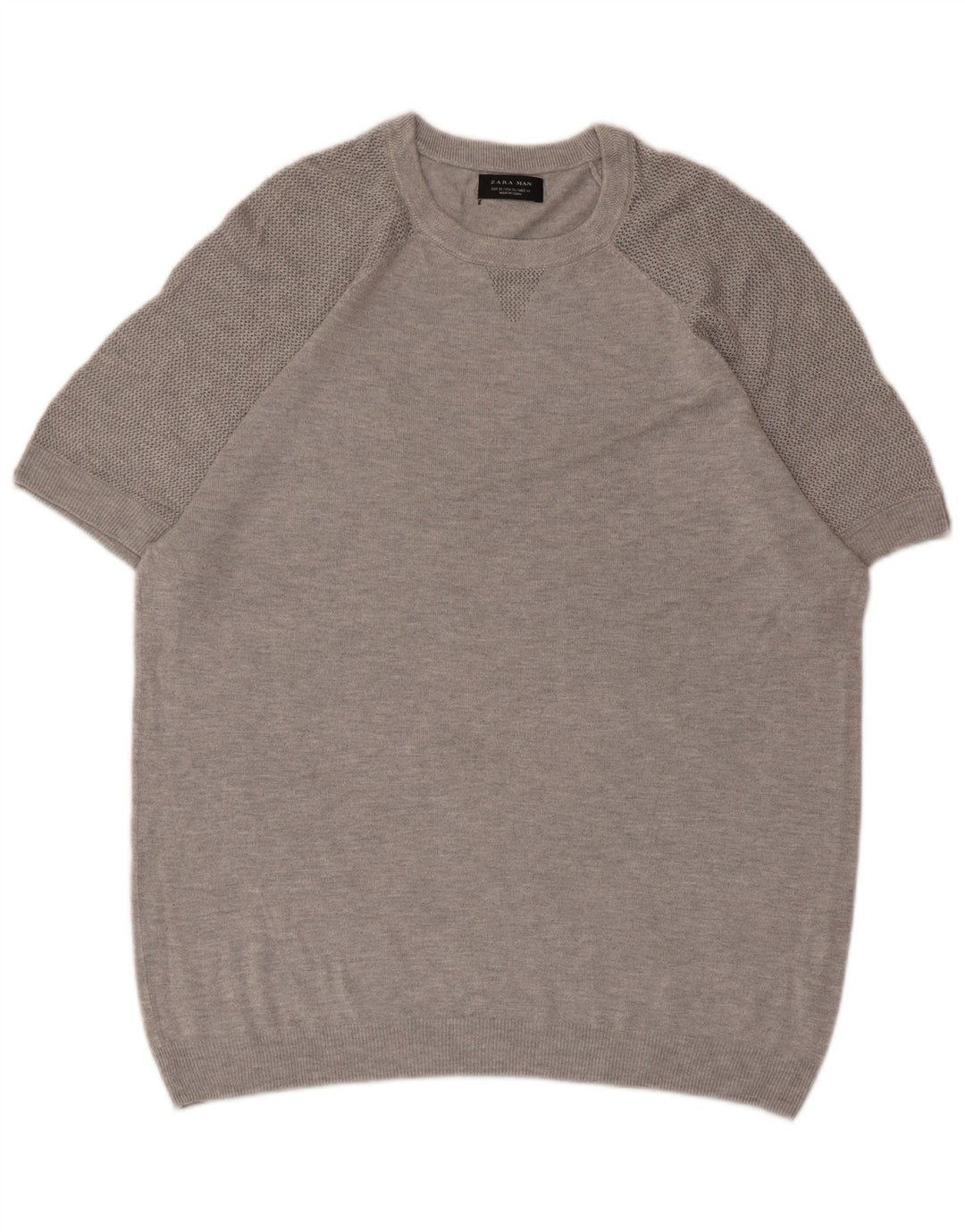 ZARA Hombre Jersey Jersey Manga Corta Cuello Redondo XL Gris
