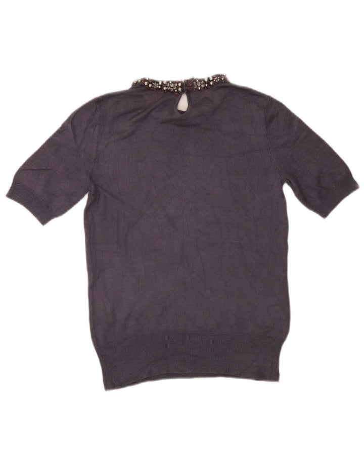 Zara Mujer Blusa Top UK 40 Medio Azul Marino