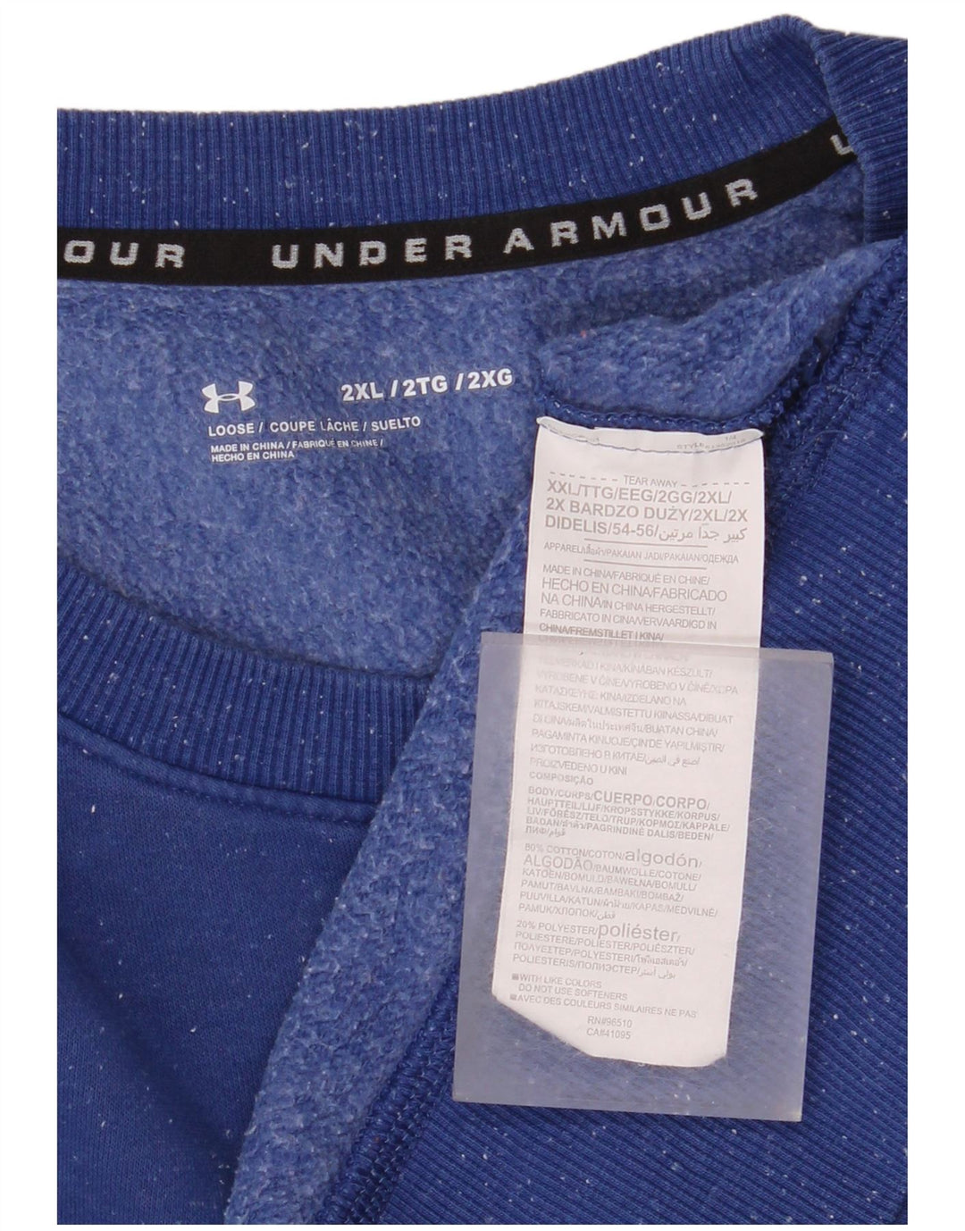 Under Armour Sudadera para hombre Jumper 2XL Algodón moteado azul