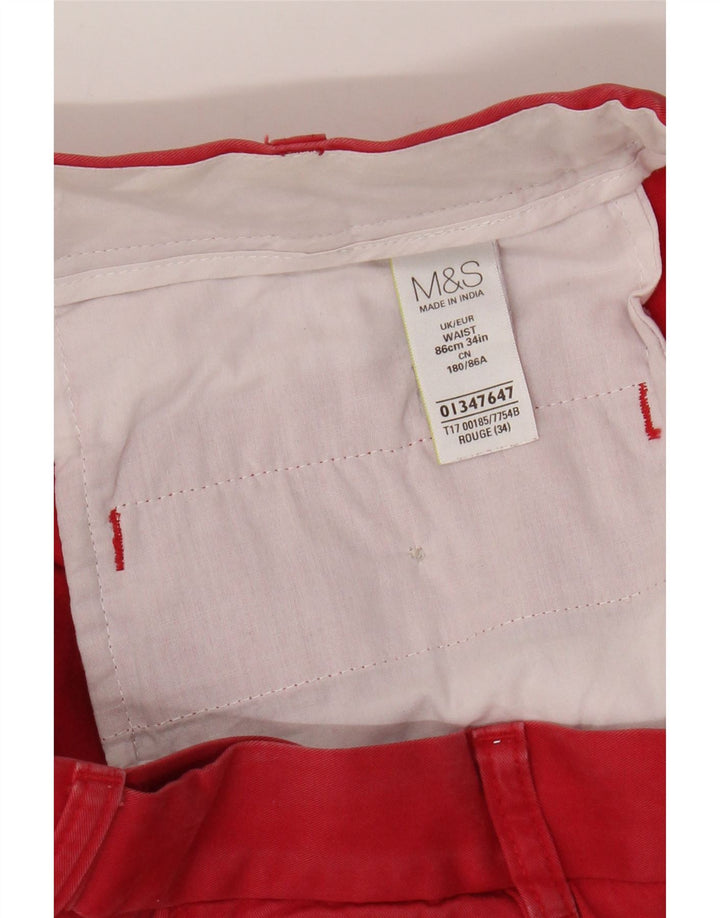 Marks & Spencer Pantalones cortos chinos para hombre W34 Algodón rojo grande