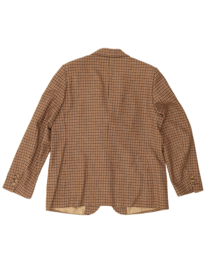 Vintage mujer 3 botones Blazer chaqueta Reino Unido 12 pata de gallo marrón medio