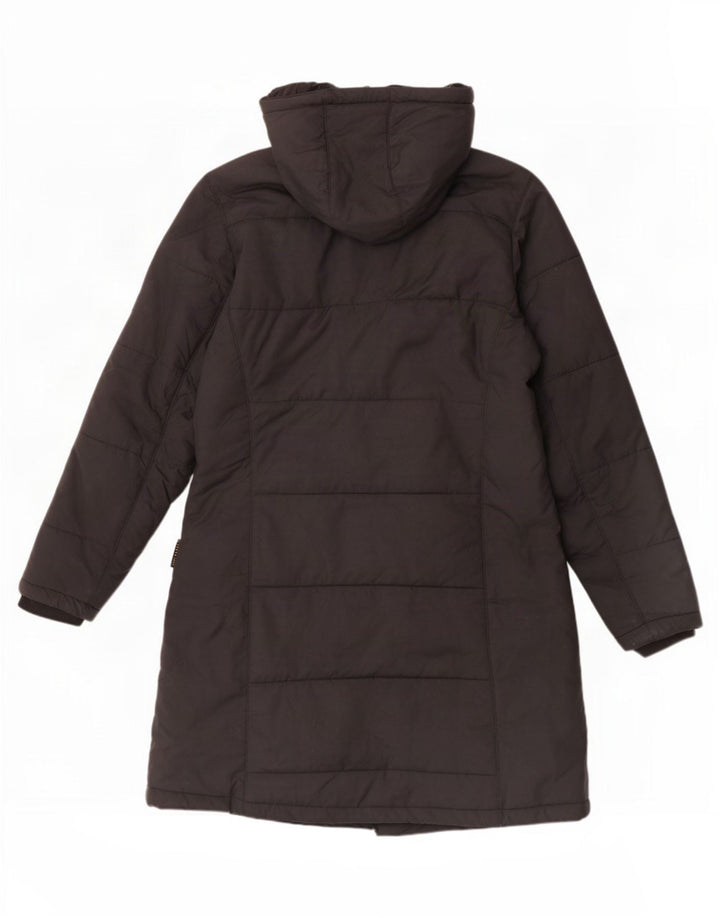Jack Wolfskin Abrigo acolchado con capucha para mujer UK 46 Grande Poliéster negro
