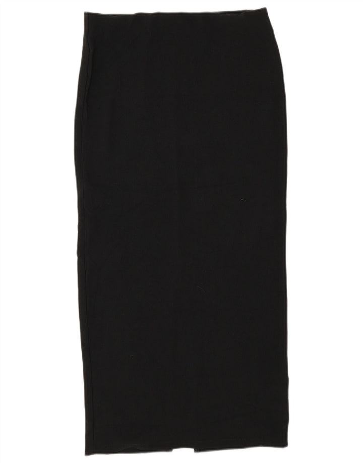 Zara Mujer Falda Midi De Cintura Alta Grande W30 Poliéster Negro