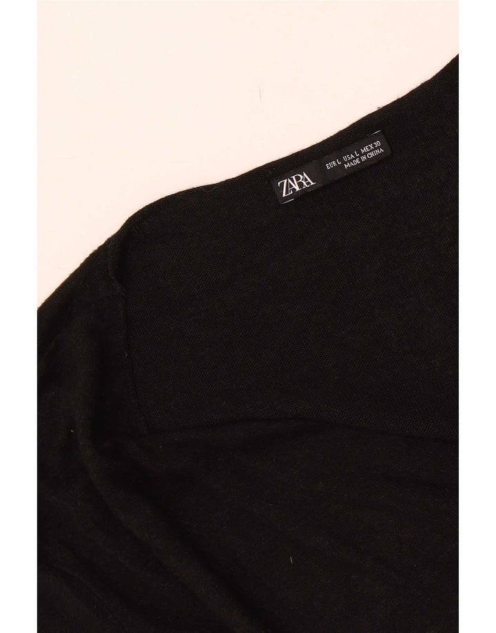 Zara Mujer Top Manga Larga UK 44 Grande Negro
