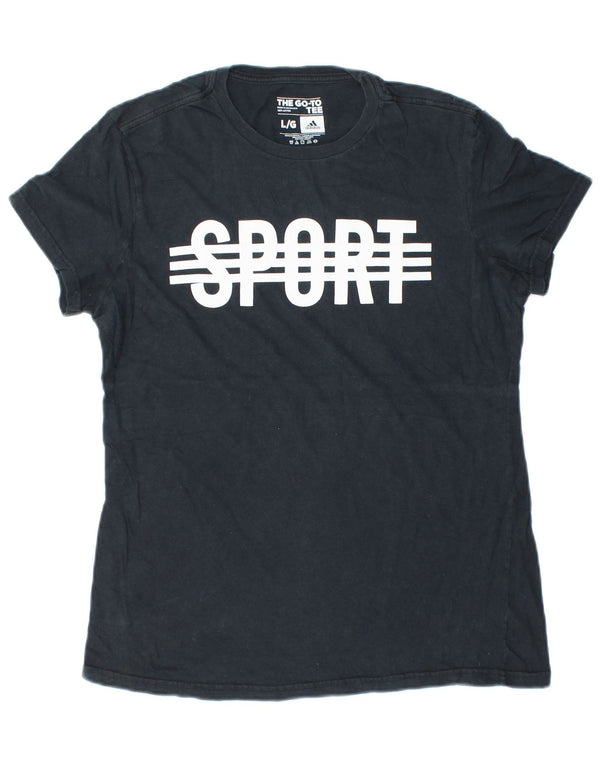 Adidas - Camiseta gráfica para mujer, talla 40, talla grande, algodón azul marino