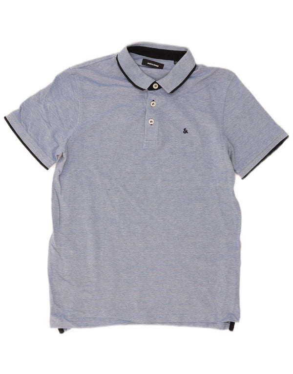 Jack & Jones Polo para hombre de algodón moteado azul grande