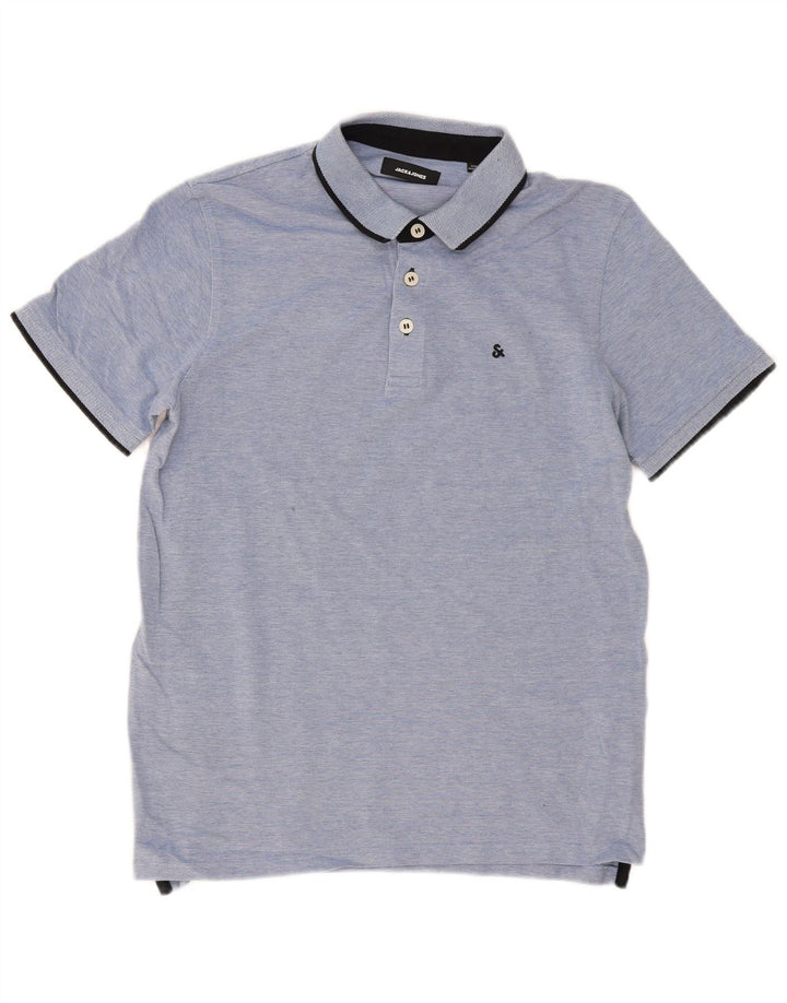 Jack & Jones Polo para hombre de algodón moteado azul grande