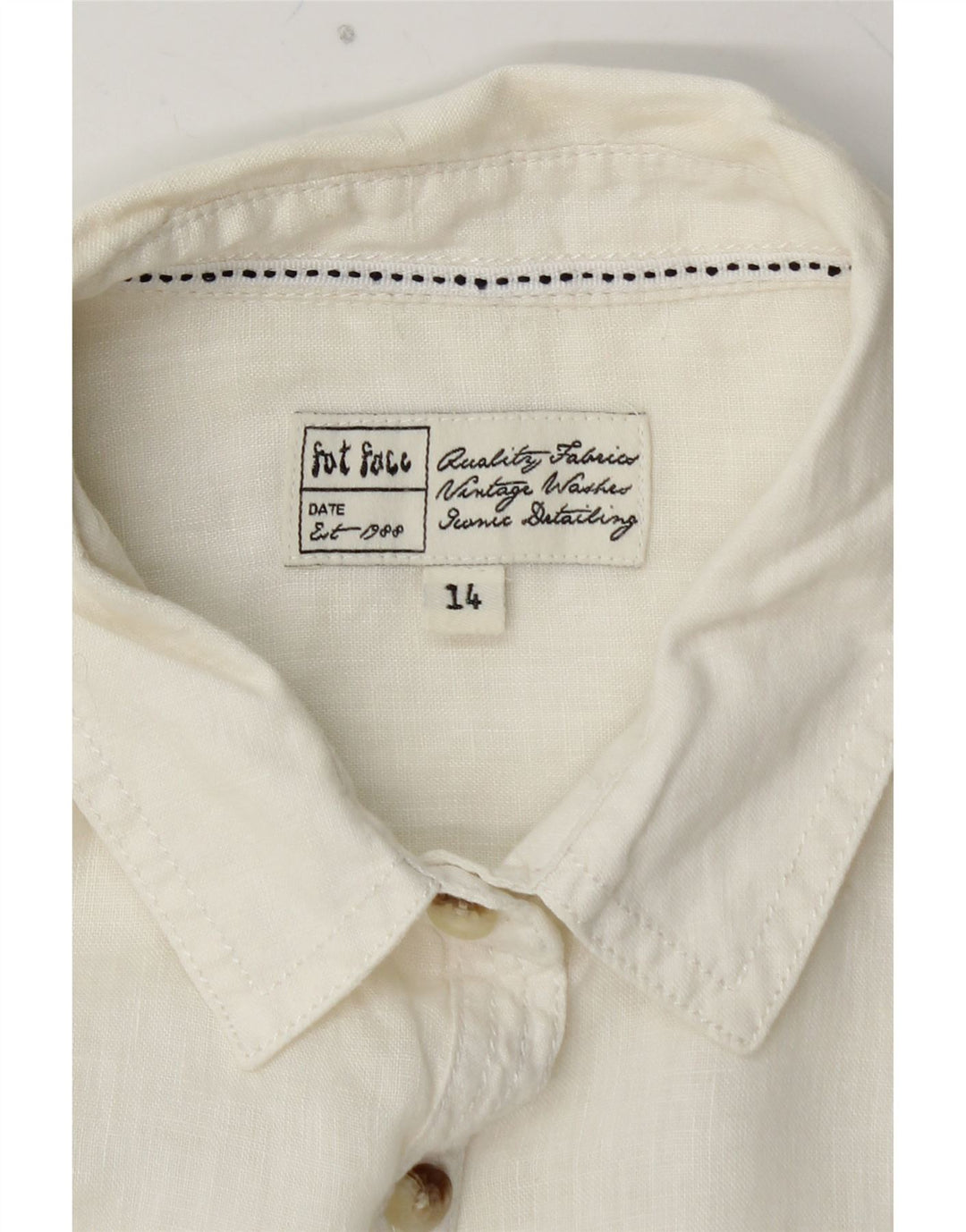 FAT FACE Camisa para Mujer UK 40 Mediana Lino Blanco Roto