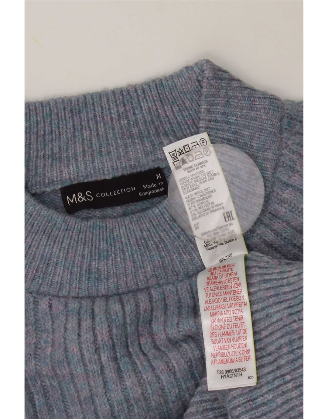 Marks & Spencer Jersey con cuello alto para mujer, talla 44, talla mediana, color azul
