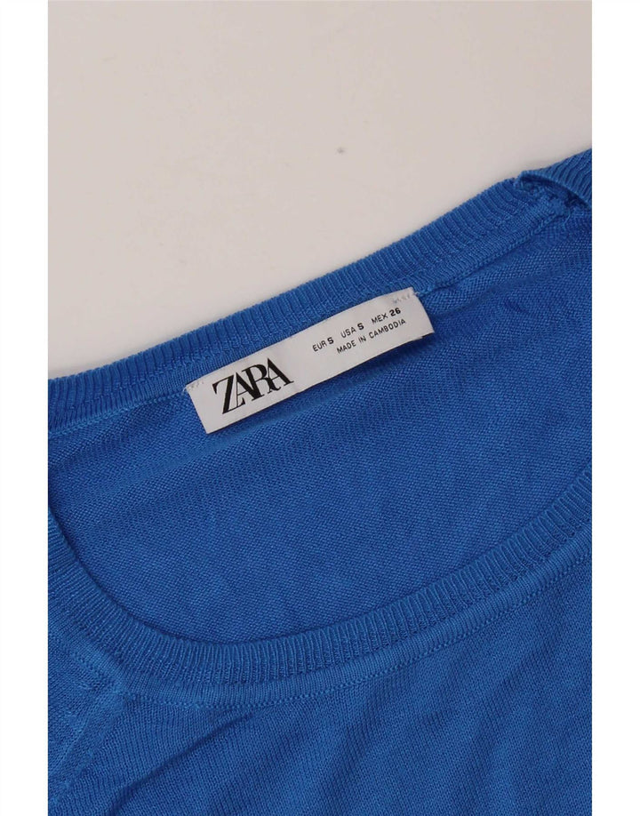 Zara - Jersey extragrande con cuello barco para mujer, talla 40, color azul pequeño