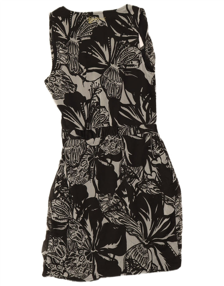 DESIGUAL Vestido cruzado sin mangas para mujer EU 38 Poliéster floral negro mediano