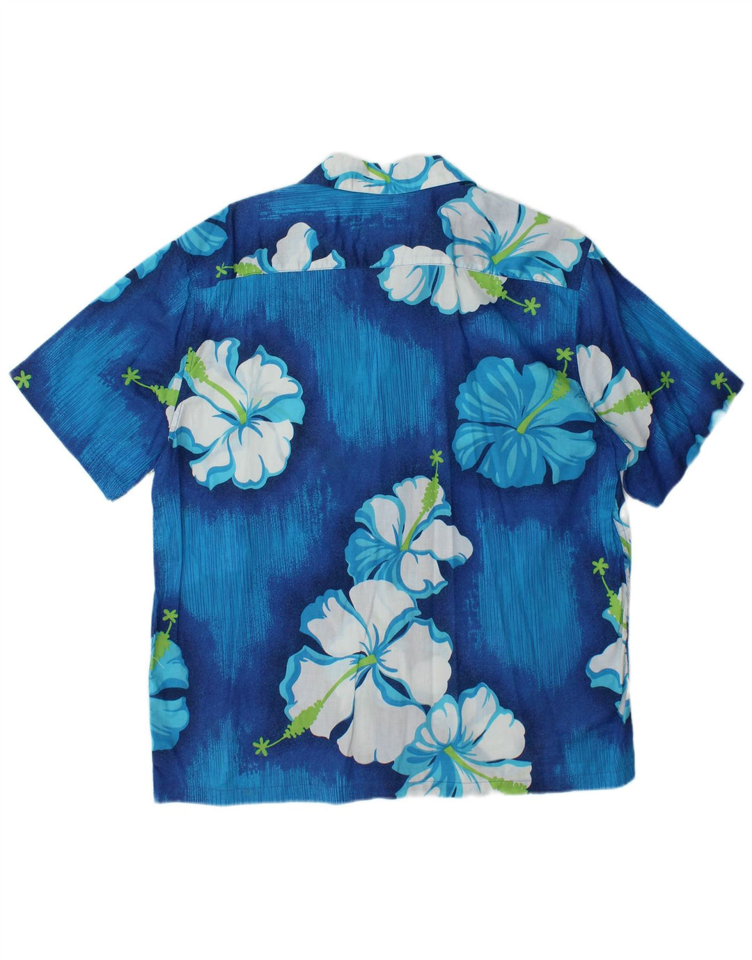 PIOMBO Camisa de manga corta para hombre de algodón floral azul grande