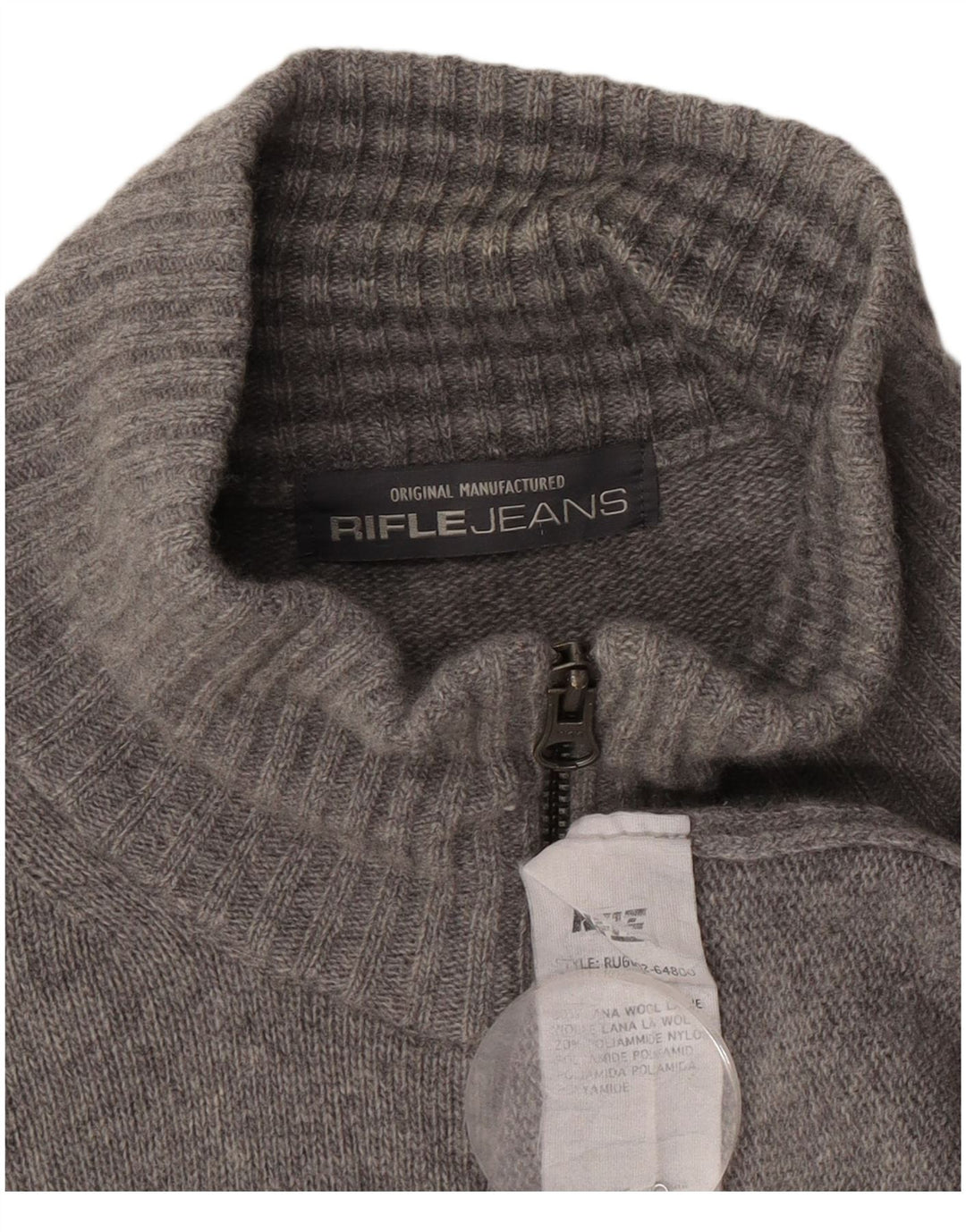 Rifle Cárdigan para hombre suéter 2XL lana gris