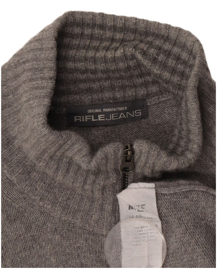 Rifle Cárdigan para hombre suéter 2XL lana gris