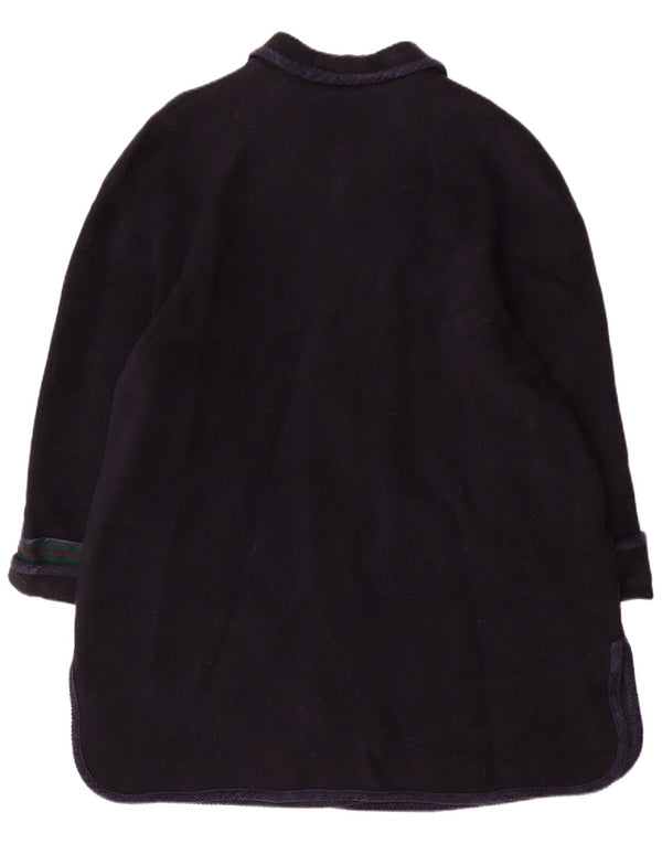 Vintage mujer abrigo Reino Unido 20 2XL lana azul marino