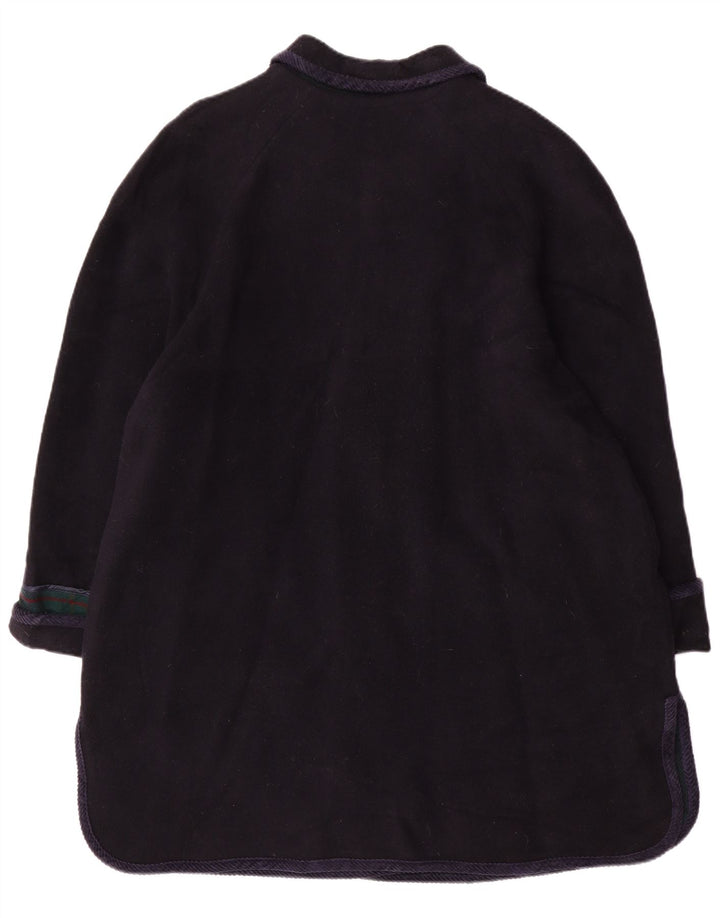 Vintage mujer abrigo Reino Unido 20 2XL lana azul marino