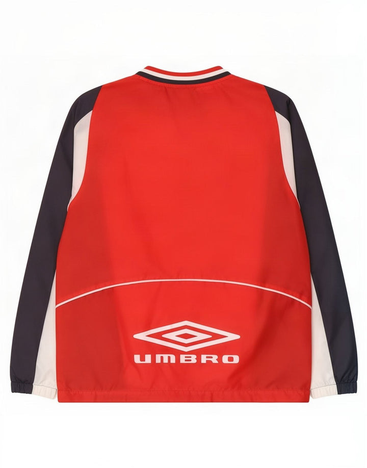 Umbro Hombre Jersey Chándal Top Chaqueta Pequeña Rojo Colorblock Poliéster