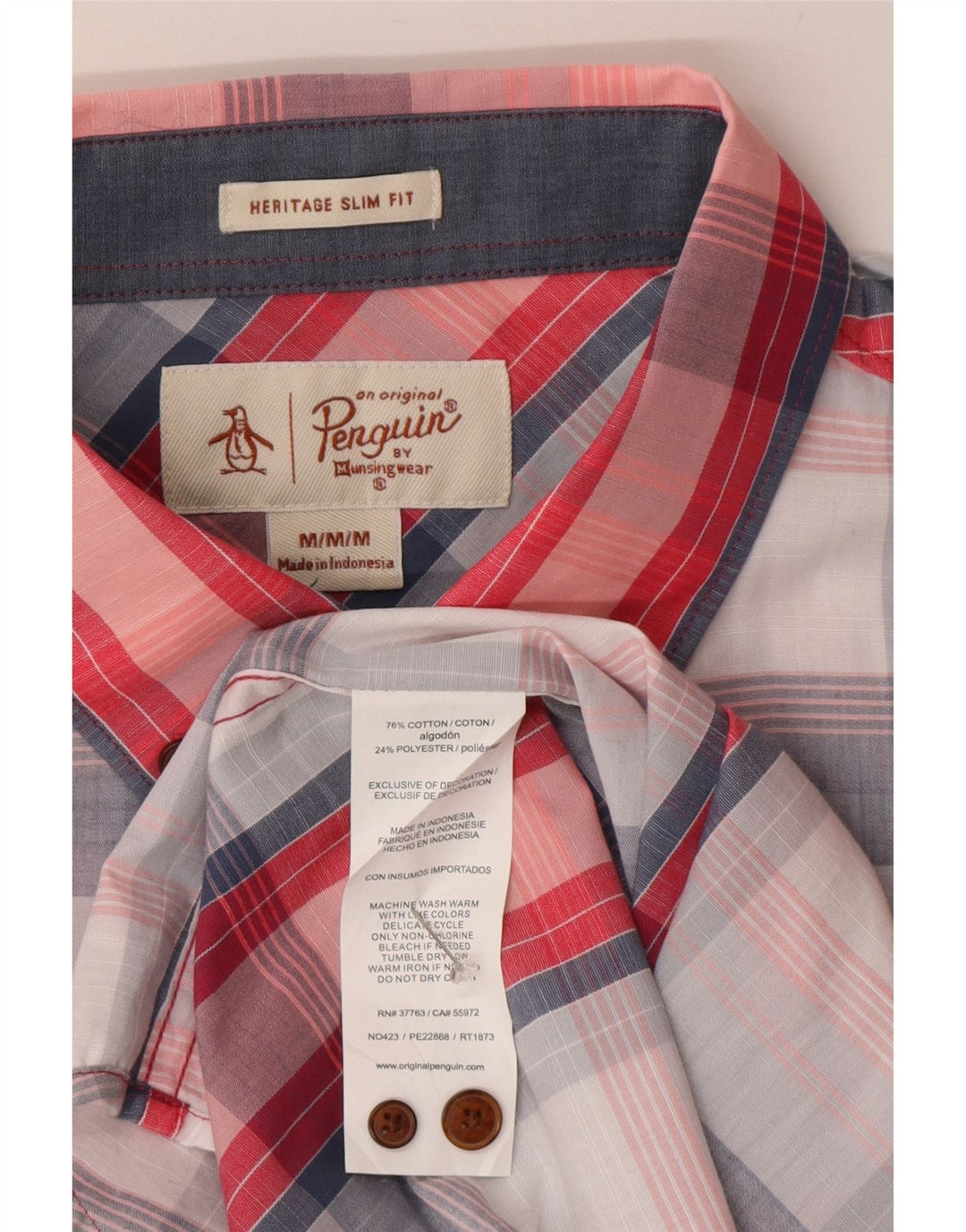 Camisa de manga corta Heritage de Penguin para hombre, cuadros medianos multicolores