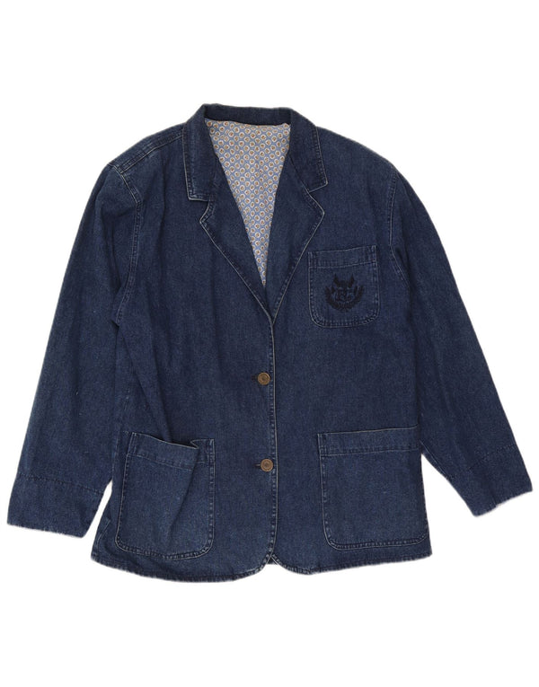 Blues Club Chaqueta vaquera de 2 botones para mujer UK 46 Grande Algodón azul marino