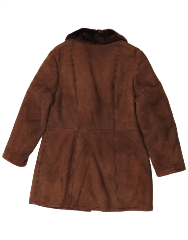 BWS Abrigo de piel de oveja para mujer EU 44 XL Marrón