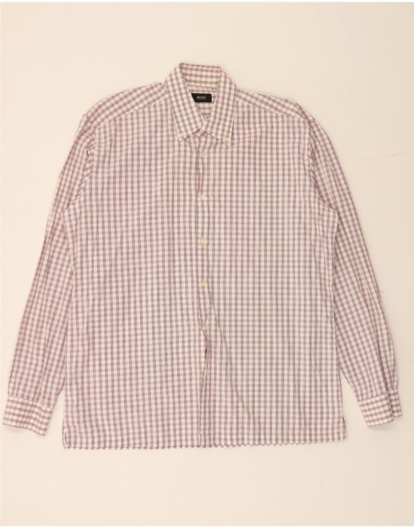 Camisa HUGO BOSS para hombre talla 16 41 Algodón a cuadros blanco grande