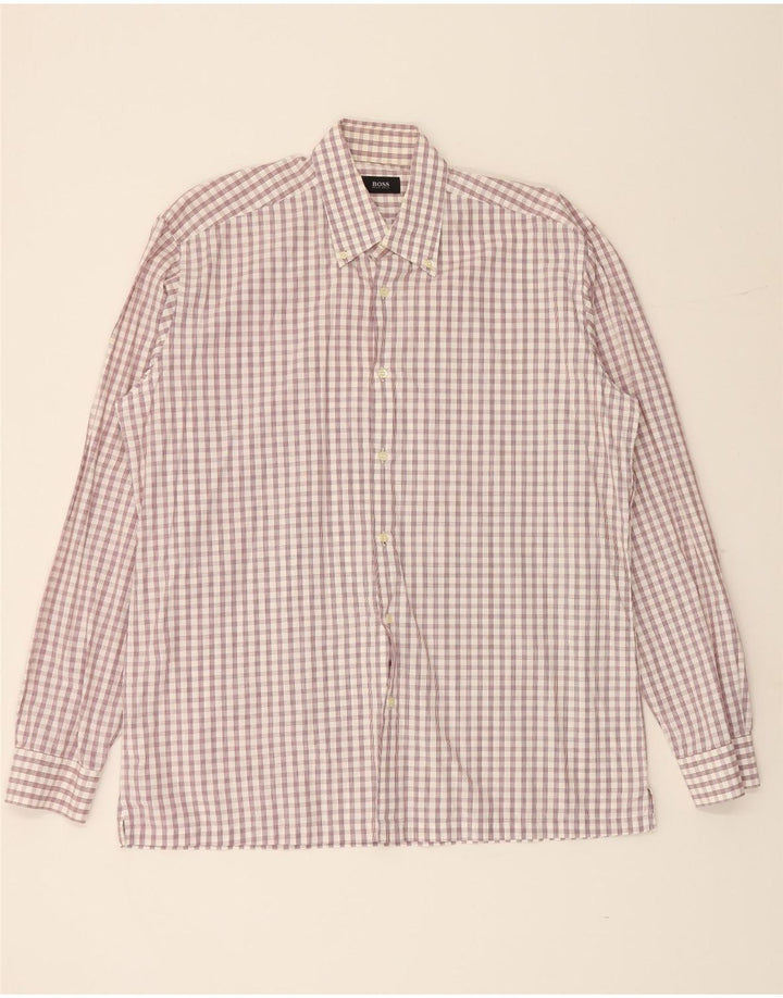 Camisa HUGO BOSS para hombre talla 16 41 Algodón a cuadros blanco grande