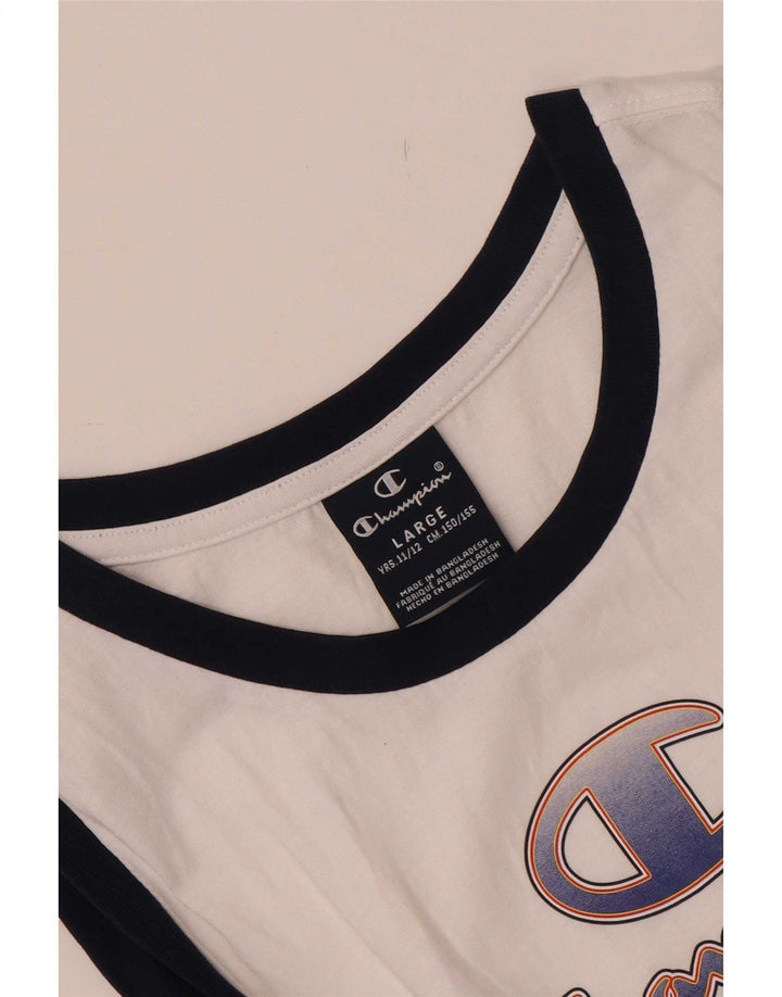 Champion Camiseta sin mangas estampada para niños 11-12 años Grande Color blanco