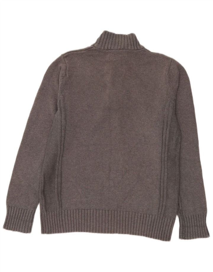 Marks & Spencer Jersey azul con cuello y botones Harbor para hombre, talla pequeña, gris