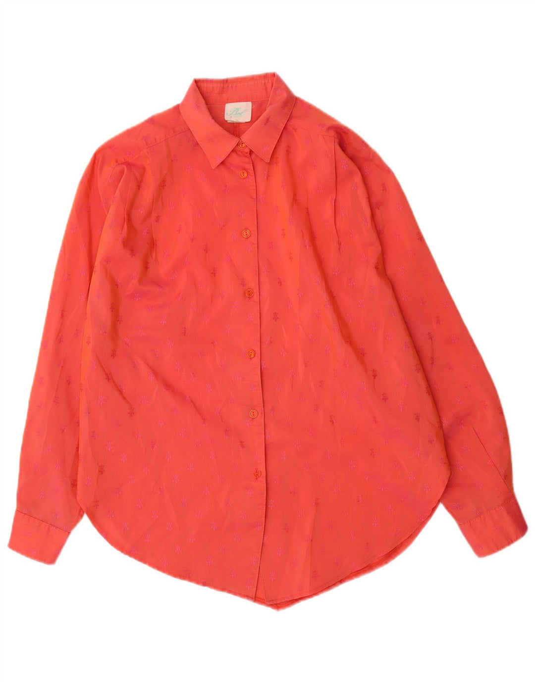 Vintage mujer camisa de manga larga EU 38 algodón moteado rojo medio
