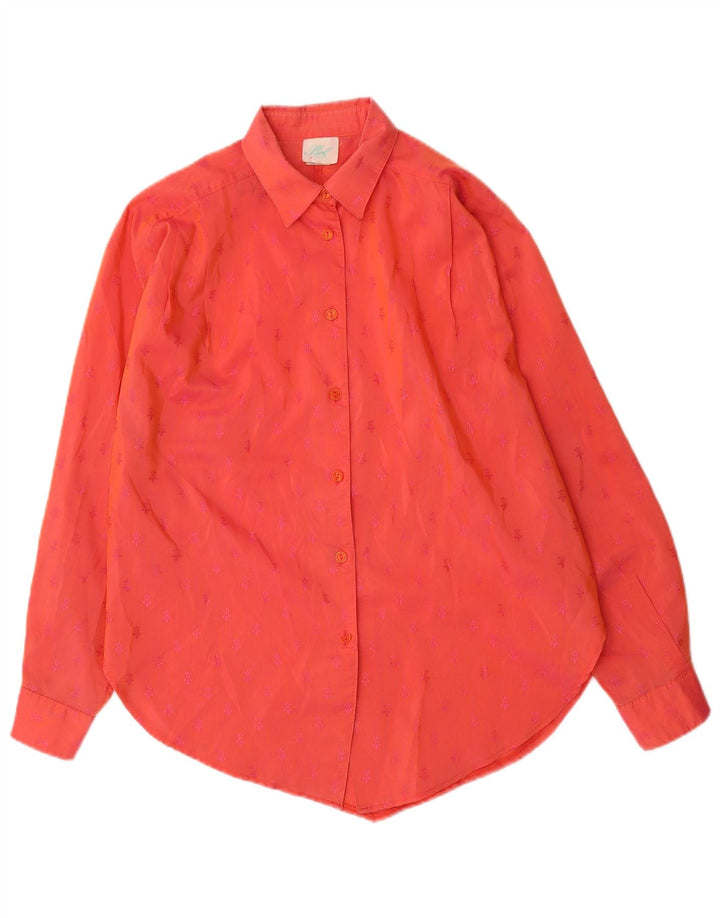 Vintage mujer camisa de manga larga EU 38 algodón moteado rojo medio