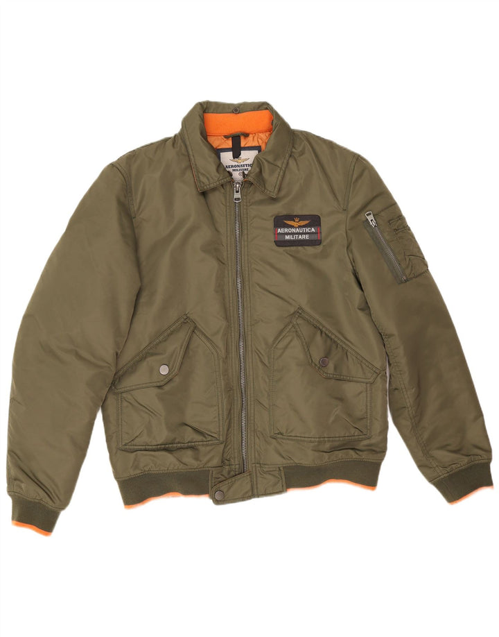 Aeronautica Militare Chaqueta bomber para hombre IT 50 Medium Khaki Nylon