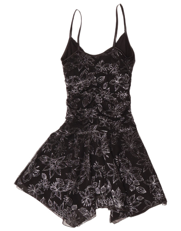 Jane Norman Vestido asimétrico sin mangas para mujer UK 44 Mediano Negro Floral