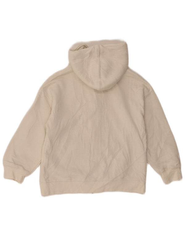 Zara Sudadera con capucha y cremallera para niña 6-7 años Algodón blanco roto