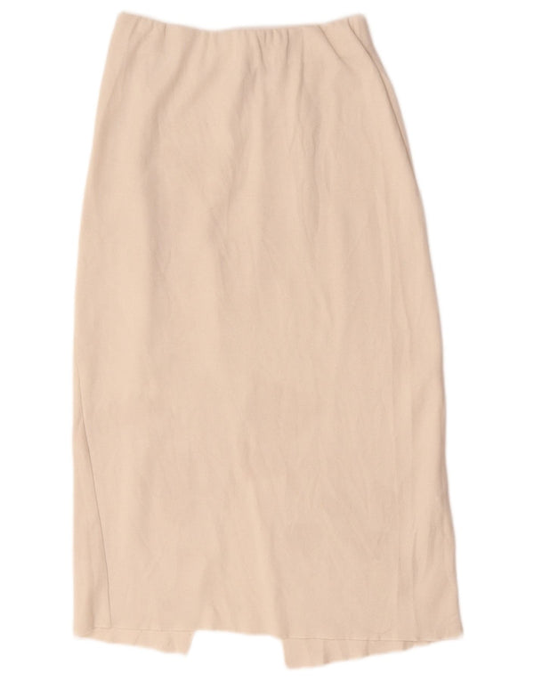 Zara Mujer Falda Midi De Cintura Alta Mediana W28 Algodón Blanco Roto